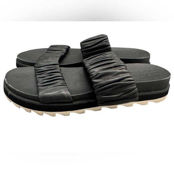 SOREL Roaming Two Strap Slide Slip On Flat Black Sandals Size 10.5 - Picture 4 of 9